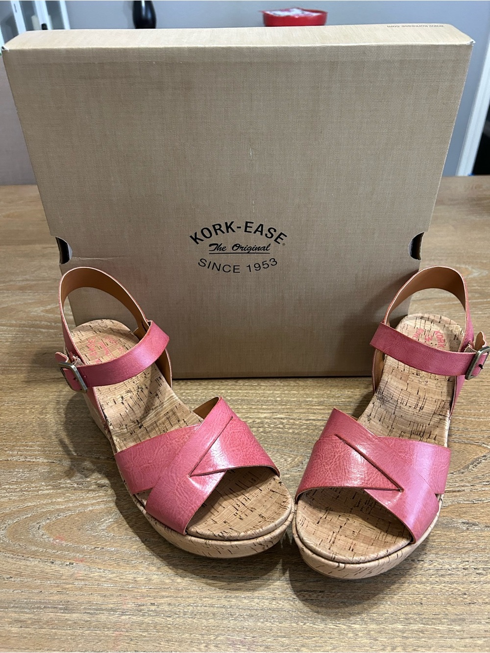 Kork-Ease Ava 2.0 Wedge Sandal Peach Size 10 New In Box